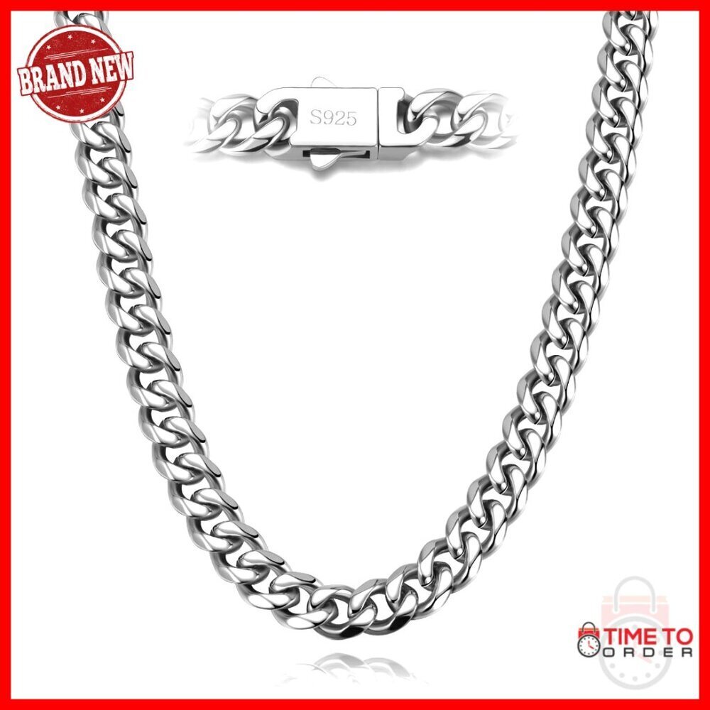 7mm Miami Cuban Link Chain Necklace, 316L Stainless Steel, 18-30 Inch Lengths